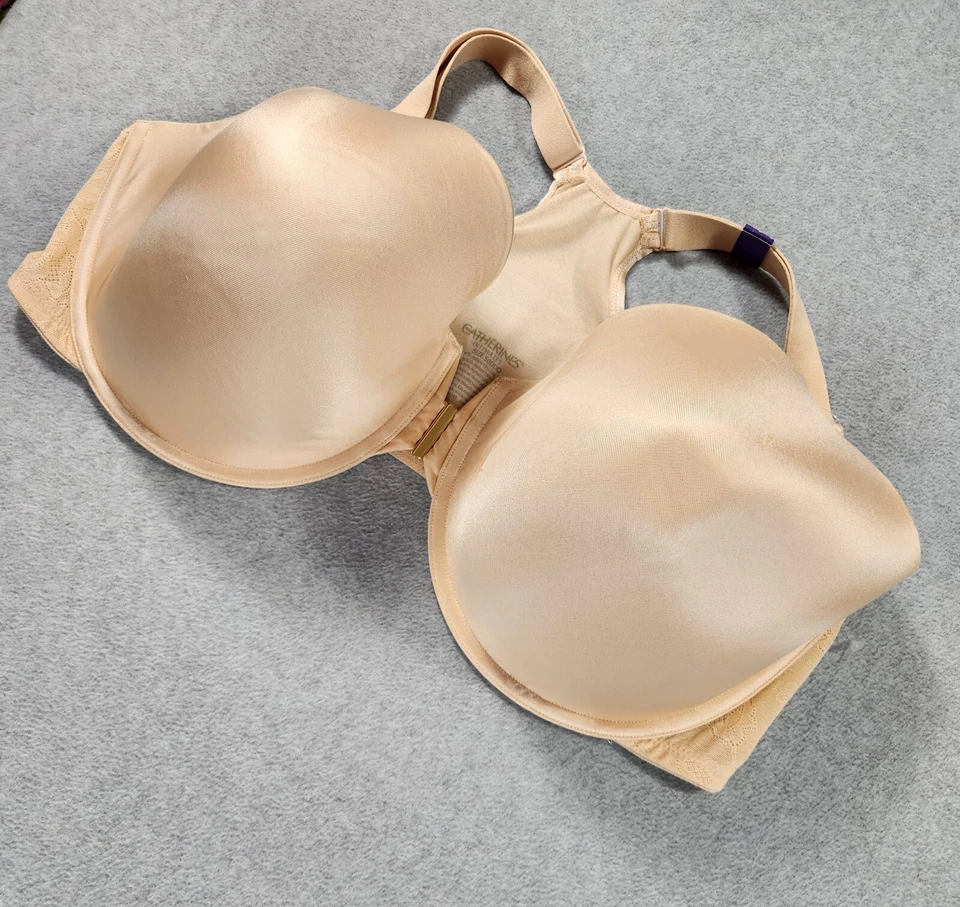 NUEVO CON ETIQUETAS Catherines Intimates Beige Cierre Frontal Con Aros Camiseta Sujetador Espalda Corredora 50DDD Foto 3 de 4