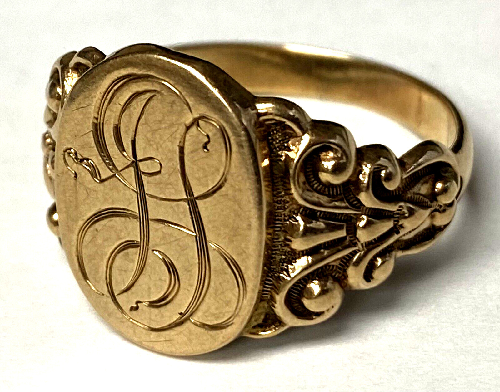 Antique 10K Solid Yellow Gold Initial Letter Mono… - image 8