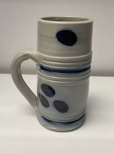 Vintage Salt Glazed Pottery Mug Stien Oversized 6.5” Williamsburg-style Leaf