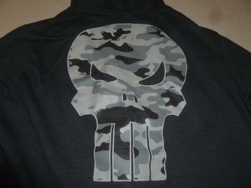 MENS PUNISHER HOODIE SIZE XL 46/48 MARVEL COMICS ZIP SWEAT SHIRT JACKET BLACK - Picture 5 of 5