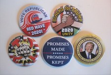 Five Trump 2020 Campaign Pinback Buttons MAGA Promises Kept Blacks Red Wave