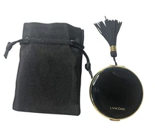Vintage Lancome Compact Black & Gold Enamel Tassel w/Orig Storage Bag