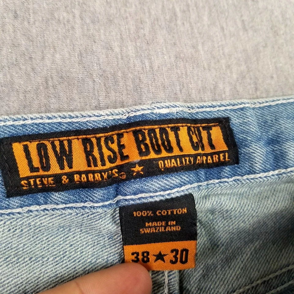 Pantalones de mezclilla Steve & Barry's 38x30 tiro bajo corte bota dobladillo crudo acortado vintage Foto 4 de 4