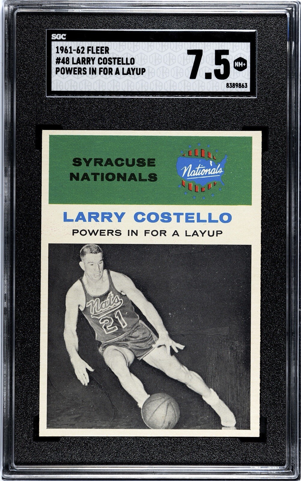 1961 Fleer Basketball Larry Costello #48 SGC 7.5 NM+ Syracuse Nationals HOF