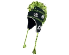 NEW Just 4 Kicks Inc. Green & Black Soccer Peruvian Hat - Ear Flap Beanie