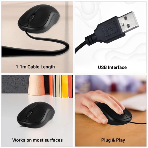 ZEBRONICS Zeb-Comfort Wired USB Mouse 3-Button, 1000 DPI Optical Sensor - Black - Picture 7 of 7