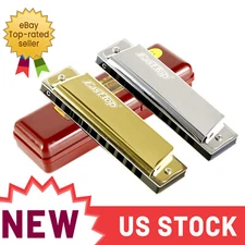 EASTTOP 2-Pack Diatonic Harmonica Set Key C 10Hole Blues Harp Mouth Organ Gift