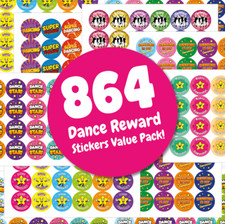 864 Dance Reward Stickers Value Pack For School Teachers, Parents (30mm)