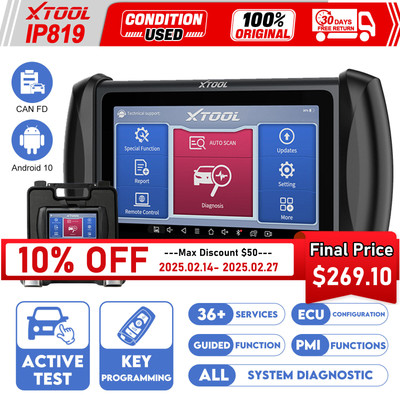 XTOOL USED IP819 All Systems Diagnostic Bi-directional Scanner K!ey E/CU Coding