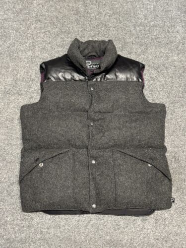 Penfield Wool Leather Goose Down Puffer Vest Men Small Fill Zip Snap Outdoor