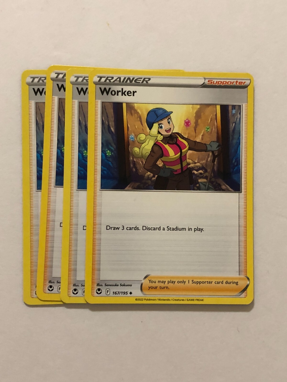 Pokemon Card Silver Tempest 4x Playset Worker 167/195 NM