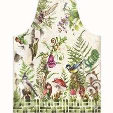 Michel Design Works Chef's Cotton Apron Moss & Oak Woodland Floral & Fauna Birds
