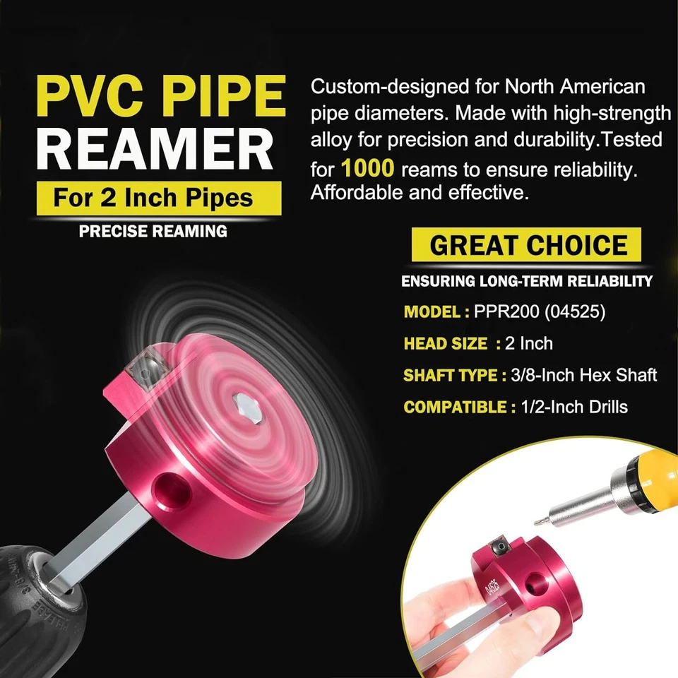 04525 PPR200 2" Clean Reamer Extreme Plastic Pipe Fitting Reamer Tool PVC CPVC - Image 3 of 4