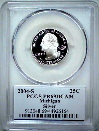 2004-S 25C State Quarter Michigan PCGS PR69 DCAM 90% Silver 24ltor0428 - Picture 2 of 4