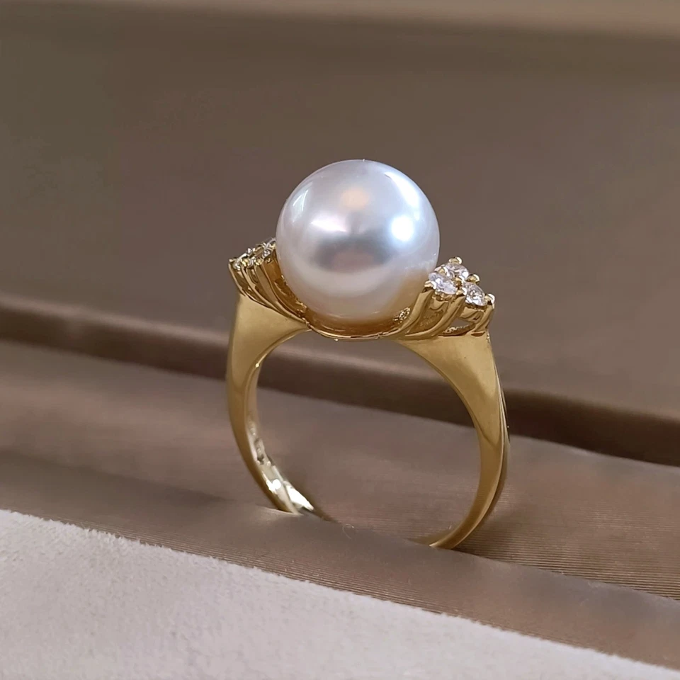 Anello con Perla AUSTRALIANA e Diamanti Oro giallo 18 kt Perla dei Mari del Sud - Immagine 3 di 4