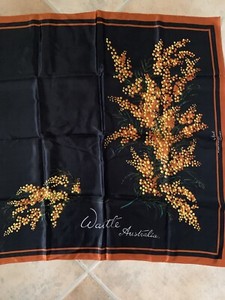 Wattle Australia Square Scarf by Neil Brown Rust 26" x 26"