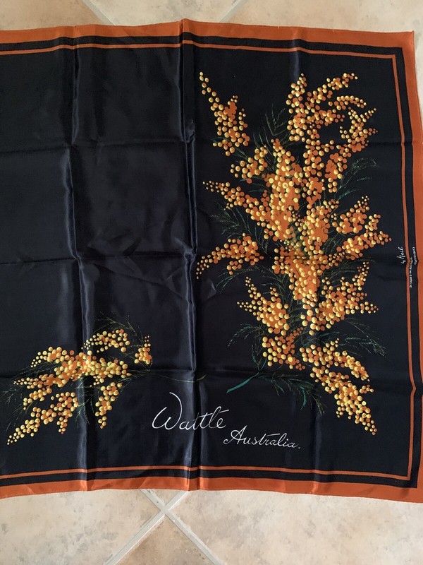 Wattle Australia Square Scarf by Neil Brown Rust 26" x 26"