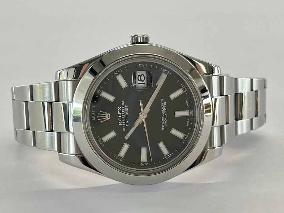 Автоматические часы Rolex OP Datejust с черным циферблатом и гладким ободком 41 мм 116300 - Изображение 3 из 4