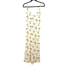 Reformation Cream Rose Floral Print Maxi Dress Womens Size XL Lace Up Back