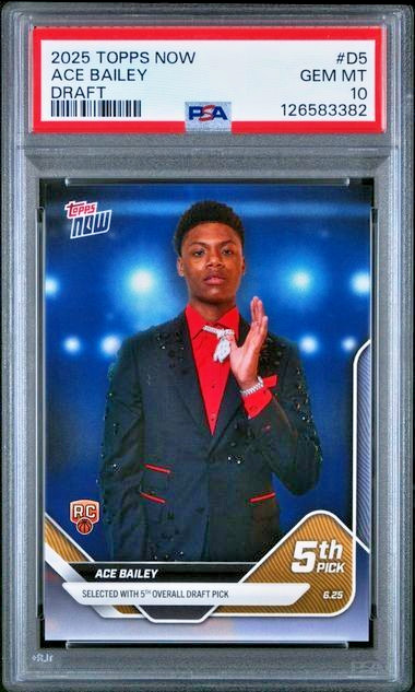 PSA 10 Ace Bailey RC 2025 Topps Now Draft Night #D5 Jazz - Print Run /3859