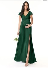 Azazie Chanel Bridesmaid Dress, Green, Women 12