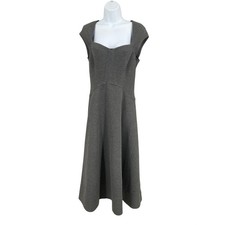 By Anthropologie Heathered Sweetheart Scuba Midi Dress Gray M Minimalist Preppy