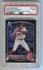 KRISTIAN CAMPBELL 2025 Bowman CHROME #BCP-42 BLACK X-FRACTOR 02/10 PSA 9 Red Sox