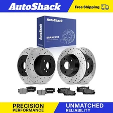 Front Rear Drilled Slotted Brake Rotors Ceramic Pads for Toyota Camry 2.4L