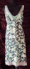 Elie Tahari Floral Green Yellow Silk Sheath Dress Size 14