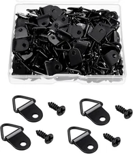 100 Pack Steel Picture Hangers with 100pcs 8mm Screws, Small Triangle Black 