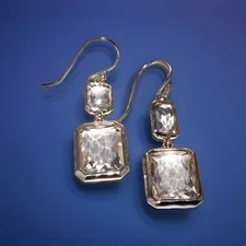NWT IPPOLITA ROCK CANDY CLEAR STERLING SILVER  RECTANGLE DROP EARRINGS