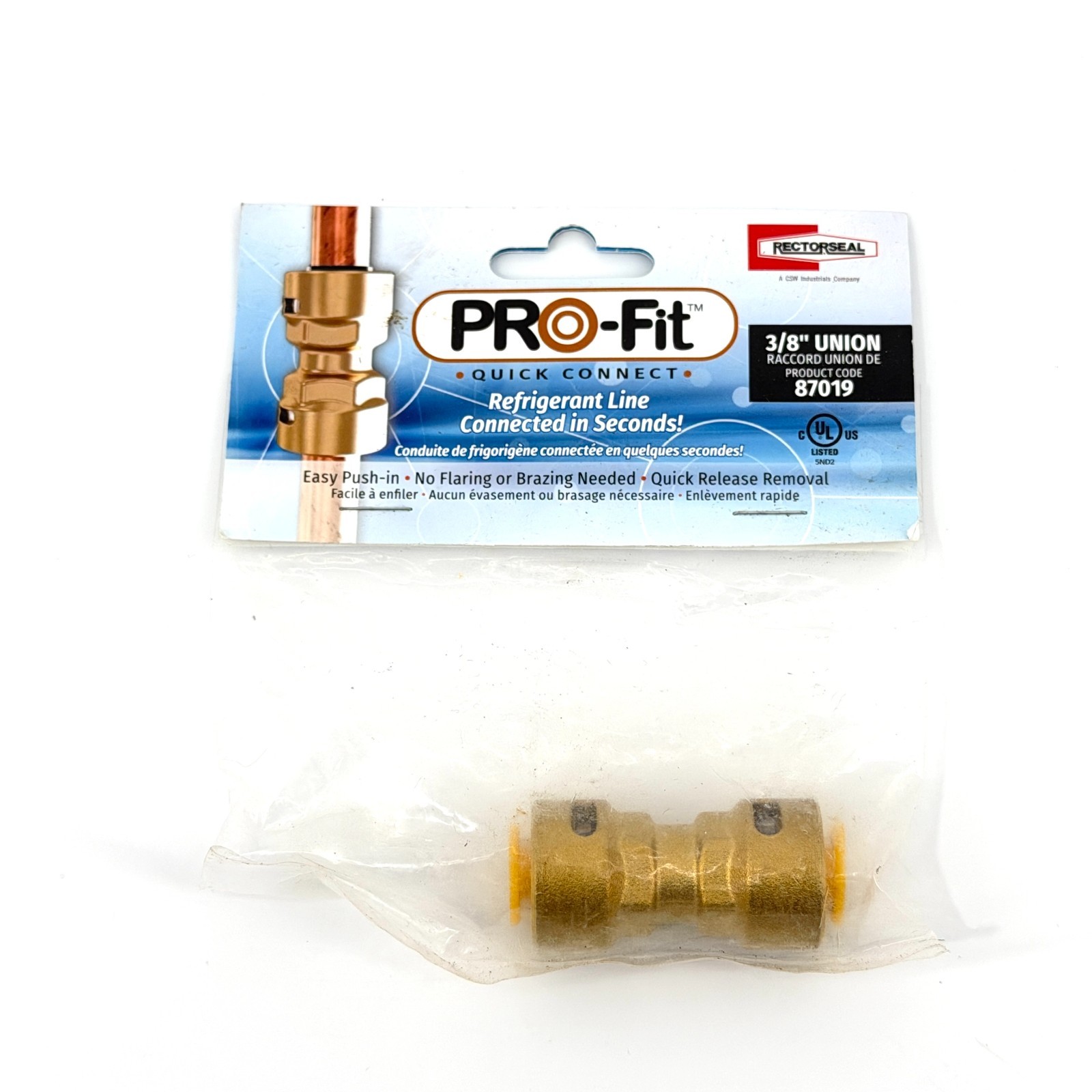 PRO-Fit 87019 Quick Connect Brass Union 3/8" Easy Push-In *No Flaring Needed*