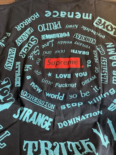 T shirt SS21 Supreme Spiral taille L grand bleu marine neuf avec étiquette rare
