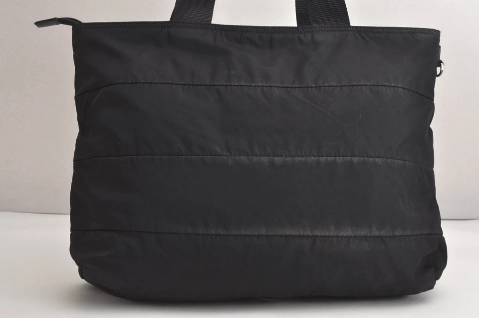 Auténtico Bolso de Mano PRADA Vintage Cuero Nailon 2 Vías Negro 4403N Foto 3 de 4