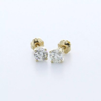 Ohrstecker klassisch massiv 14K Weißgold 1,40 ct rund natürlicher Diamant H SI2