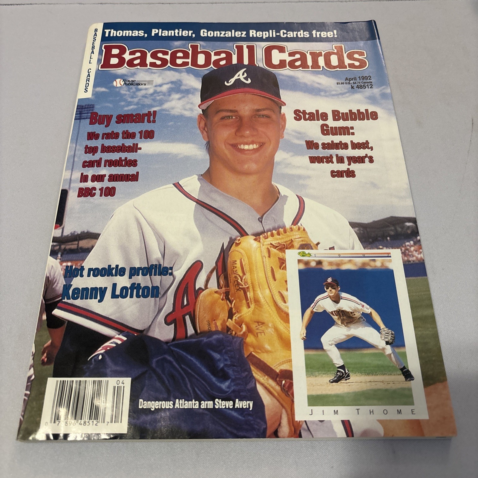 Baseball Cards Magazine April 1992 Issue 78 Kenny Lofton Steve Avery Krause