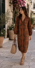 ULLA JOHNSON Midi Tunic Dress Boho Designer Collection Beach Resort Sz Up To 8