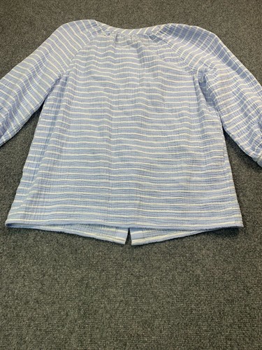 J Jill Shirt Womens XS Blue Striped 3/4 Sleeve Button Up Outdoor - Picture 11 of 18