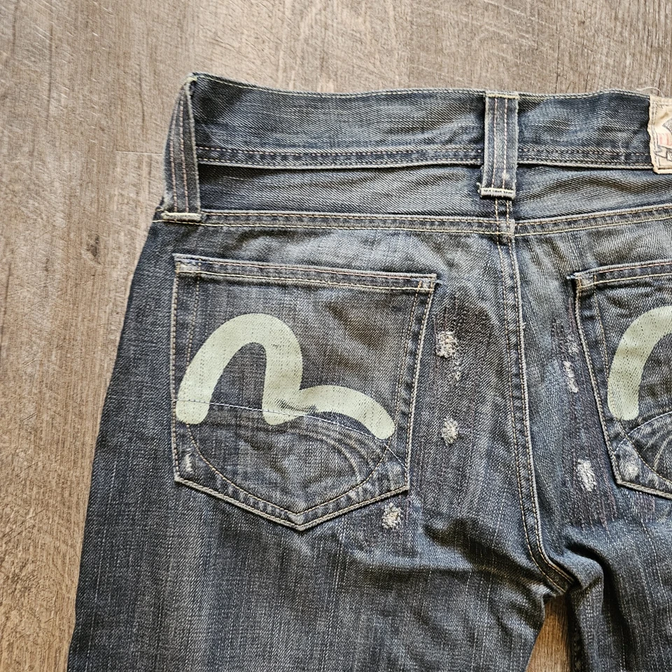 Jeans jeans japonês Y2K Evisu x Puma azul genes TLNR fino RARO tamanho 34 X 38 - Imagem 3 de 4