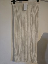 Mango MNG Aristo Crochet Knit Skirt BNWT Size L large Cream Ivory