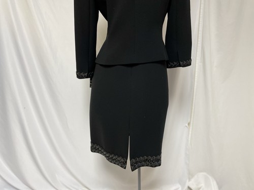 NEW Tahari ASL Skirt Suit Size 8 Two Piece Set Embellish Black Power Suit $320 - Picture 10 of 24