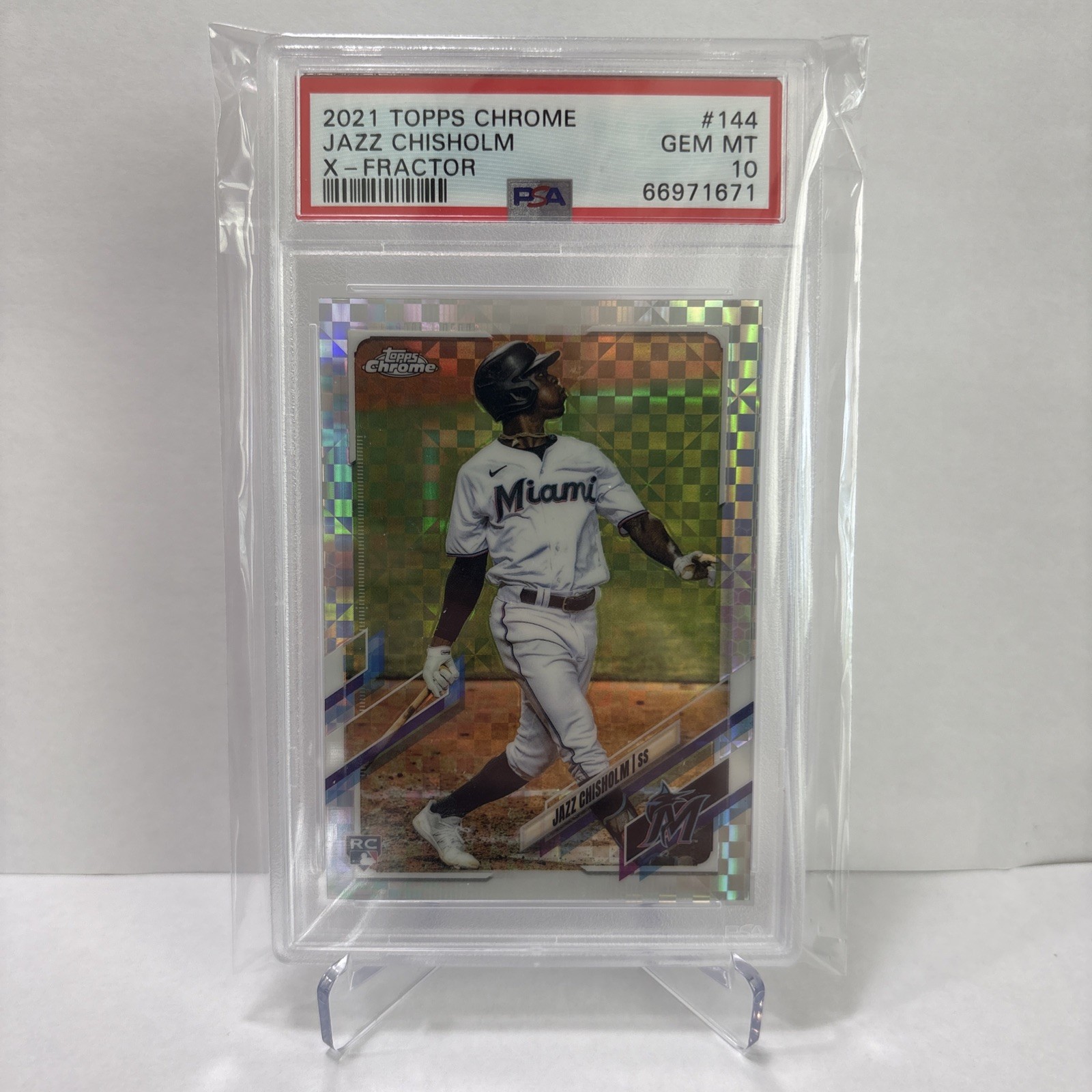2021 TOPPS CHROME X-FRACTOR #144 JAZZ CHISHOLM ROOKIE RC PSA 10