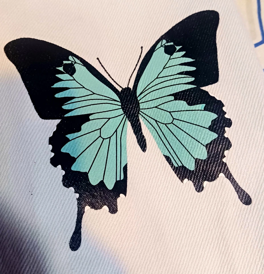 Denim Trucker Jacket Butterflies Boohoo Man Womens Med Blue Jeans Light Wash - Image 4 of 4