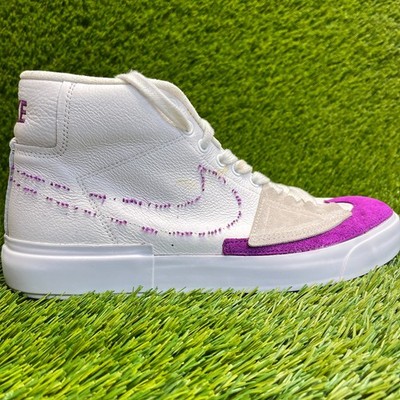 Nike SB Zoom Blazer Mid Edge Mens Size 8 White Athletic Leather Shoes Sneakers