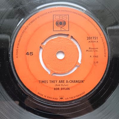 Bob Dylan, Times They Are A-Changin, Honey Just Allow Me 1965 Vinyl 7'' CBS UK