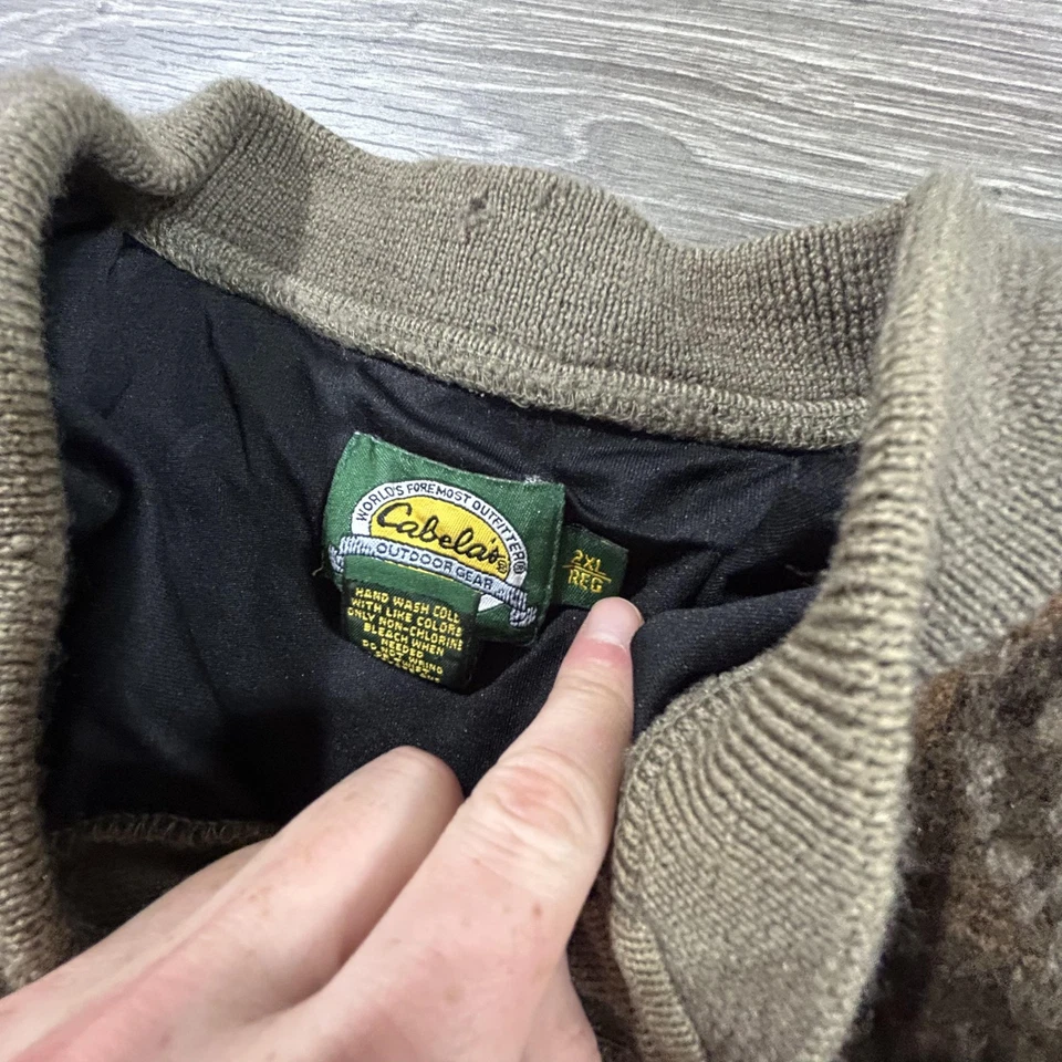 Chaqueta de bombardero Cabelas vintage para hombre 2XL camuflada lana forrada Henley pulóver de caza Foto 4 de 4