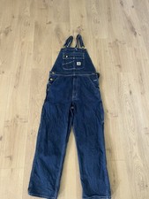 Carhartt Overalls Mens 32x30 Blue Denim Bib Carpenter Workwear