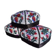 Uzbek womens skullcap, ethnic silk hat boho hippie, Iroki-duppi kashta, handmade