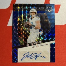 Justin Herbert 2025 Mosaic In Focus Signatures Blue Prizm Auto /99 Chargers