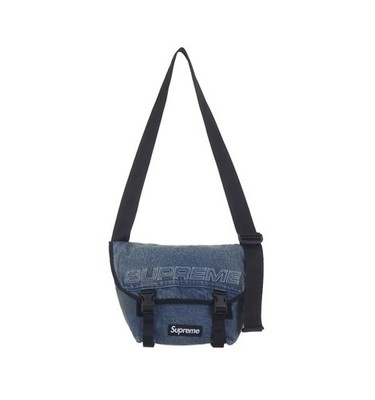 Supreme Denim Messenger Bag Washed Indigo Reflective Logo FW25